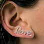 Diamond Single Love Ear Crawler 14k Solid Gold Women Anniversary Gift Jewelry.