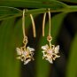Floral 14k Gold Diamond Drop Dangle Earring Delicate Ear Wire Bridal Jewelry.