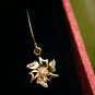Floral 14k Gold Diamond Drop Dangle Earring Delicate Ear Wire Bridal Jewelry.