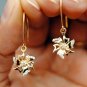 Floral 14k Gold Diamond Drop Dangle Earring Delicate Ear Wire Bridal Jewelry.