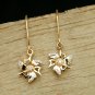 Floral 14k Gold Diamond Drop Dangle Earring Delicate Ear Wire Bridal Jewelry.
