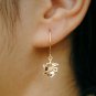Floral 14k Gold Diamond Drop Dangle Earring Delicate Ear Wire Bridal Jewelry.