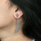 Pave Diamond Feather Earring 925 Silver&14k Gold Diamond Feather Earring.