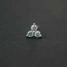 Three Diamond Ear Stud 14k Solid Gold Dainty Body Piercing Jewelry Diamond Stud.