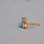 Three Diamond Ear Stud 14k Solid Gold Dainty Body Piercing Jewelry Diamond Stud.
