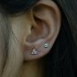 Three Diamond Ear Stud 14k Solid Gold Dainty Body Piercing Jewelry Diamond Stud.