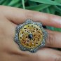 Spinel Jade Carving Cocktail Ring 925 Silver Diamond Designer Ring Jewelry Gift.