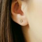 Solitaire Diamond Stud Clover Earring 14k Solid Gold Flower Round Diamond Studs.
