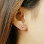 Solitaire Diamond Stud Clover Earring 14k Solid Gold Flower Round Diamond Studs.