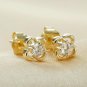 Solitaire Diamond Stud Clover Earring 14k Solid Gold Flower Round Diamond Studs.