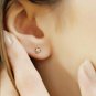 Solitaire Diamond Stud Clover Earring 14k Solid Gold Flower Round Diamond Studs.