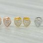 Diamond Mini Heart Studs Earrings 14k Solid Gold Cluster Heart Pave Setting Stud