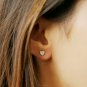 Diamond Mini Heart Studs Earrings 14k Solid Gold Cluster Heart Pave Setting Stud