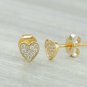 Diamond Mini Heart Studs Earrings 14k Solid Gold Cluster Heart Pave Setting Stud