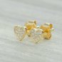 Diamond Mini Heart Studs Earrings 14k Solid Gold Cluster Heart Pave Setting Stud
