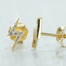 Diamond Lightning Bolt Earring Solid 14k Gold Zigzag Thunder Ear Studs Jewelry. Diamond Lightning Bolt Earring Solid 14k Gold Zigzag Thunder Ear Studs Jewelry.