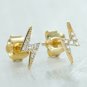 Diamond Lightning Bolt Earring Solid 14k Gold Zigzag Thunder Ear Studs Jewelry.