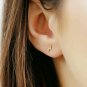 Diamond Lightning Bolt Earring Solid 14k Gold Zigzag Thunder Ear Studs Jewelry.