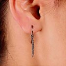 Real Pave Diamond Spike Bar Dangle Hook Earrings Solid 925 Sterling Silver. Real Pave Diamond Spike Bar Dangle Hook Earrings Solid 925 Sterling Silver.