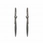 Real Pave Diamond Spike Bar Dangle Hook Earrings Solid 925 Sterling Silver.