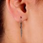 Real Pave Diamond Spike Bar Dangle Hook Earrings Solid 925 Sterling Silver.