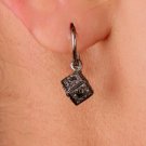 Pave Diamond Cube Earring 925 Sterling Silver Black Gold Plated For Women Men. Pave Diamond Cube Earring 925 Sterling Silver Black Gold Plated For Women Men.