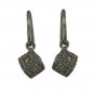 Pave Diamond Cube Earring 925 Sterling Silver Black Gold Plated For Women Men.