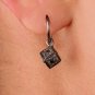 Pave Diamond Cube Earring 925 Sterling Silver Black Gold Plated For Women Men.