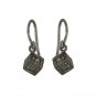 Pave Diamond Cube Earring 925 Sterling Silver Black Gold Plated For Women Men.