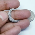 Crescent Moon Charm Necklace Pave Diamond 925 Silver Charm Diamond Pendant.