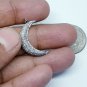 Crescent Moon Charm Necklace Pave Diamond 925 Silver Charm Diamond Pendant.