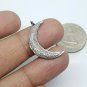 Crescent Moon Charm Necklace Pave Diamond 925 Silver Charm Diamond Pendant.