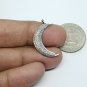Crescent Moon Charm Necklace Pave Diamond 925 Silver Charm Diamond Pendant.