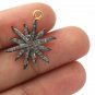 Sun Charm Pendant Pave Diamond Pendant 925 Silver Jewelry Findings Supplies.