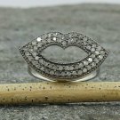 Pave Diamond Lips Ring 925 Silver Diamond Lips Kiss Ring Handmade Jewelry Gift. Pave Diamond Lips Ring 925 Silver Diamond Lips Kiss Ring Handmade Jewelry Gift.