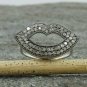 Pave Diamond Lips Ring 925 Silver Diamond Lips Kiss Ring Handmade Jewelry Gift.
