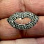 Pave Diamond Lips Ring 925 Silver Diamond Lips Kiss Ring Handmade Jewelry Gift.