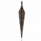 Pave Diamond Spike Pendant 925 Silver Diamond Flat Pendant Charm Mother's Gift.