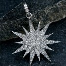 Pave Diamond 925 Silver Starburst Pendant Birthday Gift Diamond Necklace Gift.