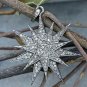 Pave Diamond 925 Silver Starburst Pendant Birthday Gift Diamond Necklace Gift.