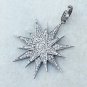 Pave Diamond 925 Silver Starburst Pendant Birthday Gift Diamond Necklace Gift.