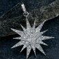 Pave Diamond 925 Silver Starburst Pendant Birthday Gift Diamond Necklace Gift.