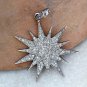 Pave Diamond 925 Silver Starburst Pendant Birthday Gift Diamond Necklace Gift.
