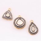 1 Pc Rose Cut Diamond Pendant Polki Diamond Charm 925 Silver Polki Charm Pendant