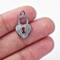 Pave Diamond 1 pc heart pandent 925 sterling silver,diamond finding heart charm