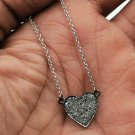 Heart Pendant Pave Diamond 925 Silver Fashion Dainty Diamond Pendant Gift.