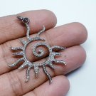 Pave Diamond Sun Pendant 925 Silver Diamond Handmade Valentines Present Charm.