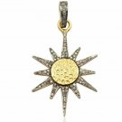 Pave Diamond Sun Pendant 925 Silver Handmade Diamond Charm Valentines Present. Pave Diamond Sun Pendant 925 Silver Handmade Diamond Charm Valentines Present.