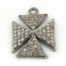 Pave Diamond Cross Pendant 925 Silver Good Luck Charm Pendant Jewelry Findings.