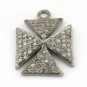 Pave Diamond Cross Pendant 925 Silver Good Luck Charm Pendant Jewelry Findings.